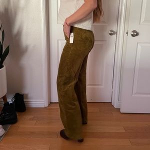 Olive Green Free People Corduroy Bell Bottom Pant